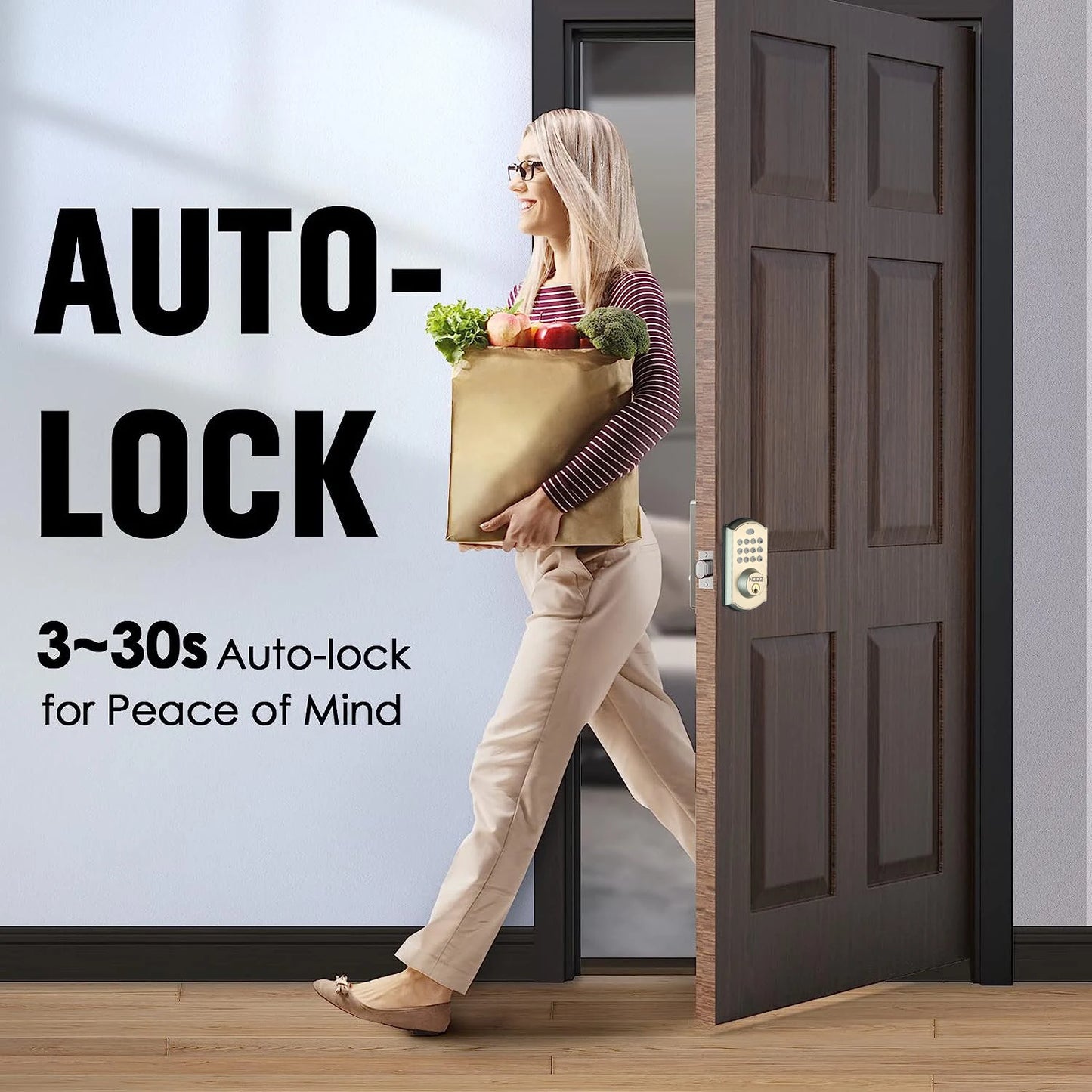 Smart Keyless Entry Door Lock – Waterproof Electronic Keypad Lock with Auto-Lock & Secure Smart Latch (Model 19L)