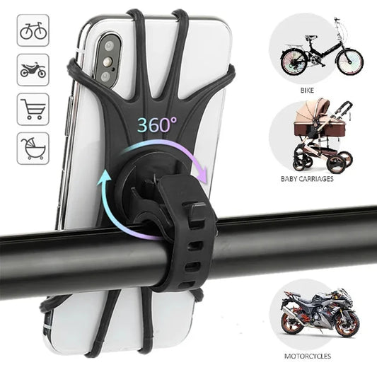 Universal Shockproof Elastic Silicone Phone Holder Stand for Riding, Cycling, Moto, MTB Bike GPS Support Bracket