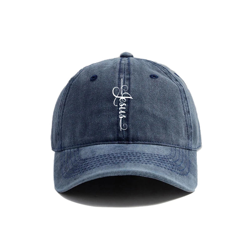 "Faith Over Fear – Jesus Cross Distressed Dad Hat"