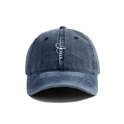 "Faith Over Fear – Jesus Cross Distressed Dad Hat"