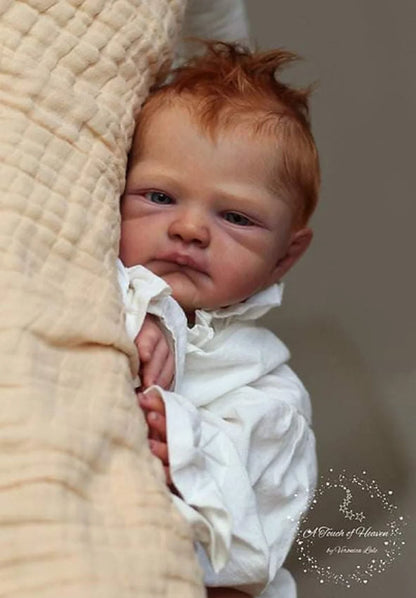 18-20 Inch Realistic August Reborn Baby Doll with Open Eyes, Rooted Hair, Soft Cloth Body, and 3D Painted Skin – Lifelike Newborn Baby Doll